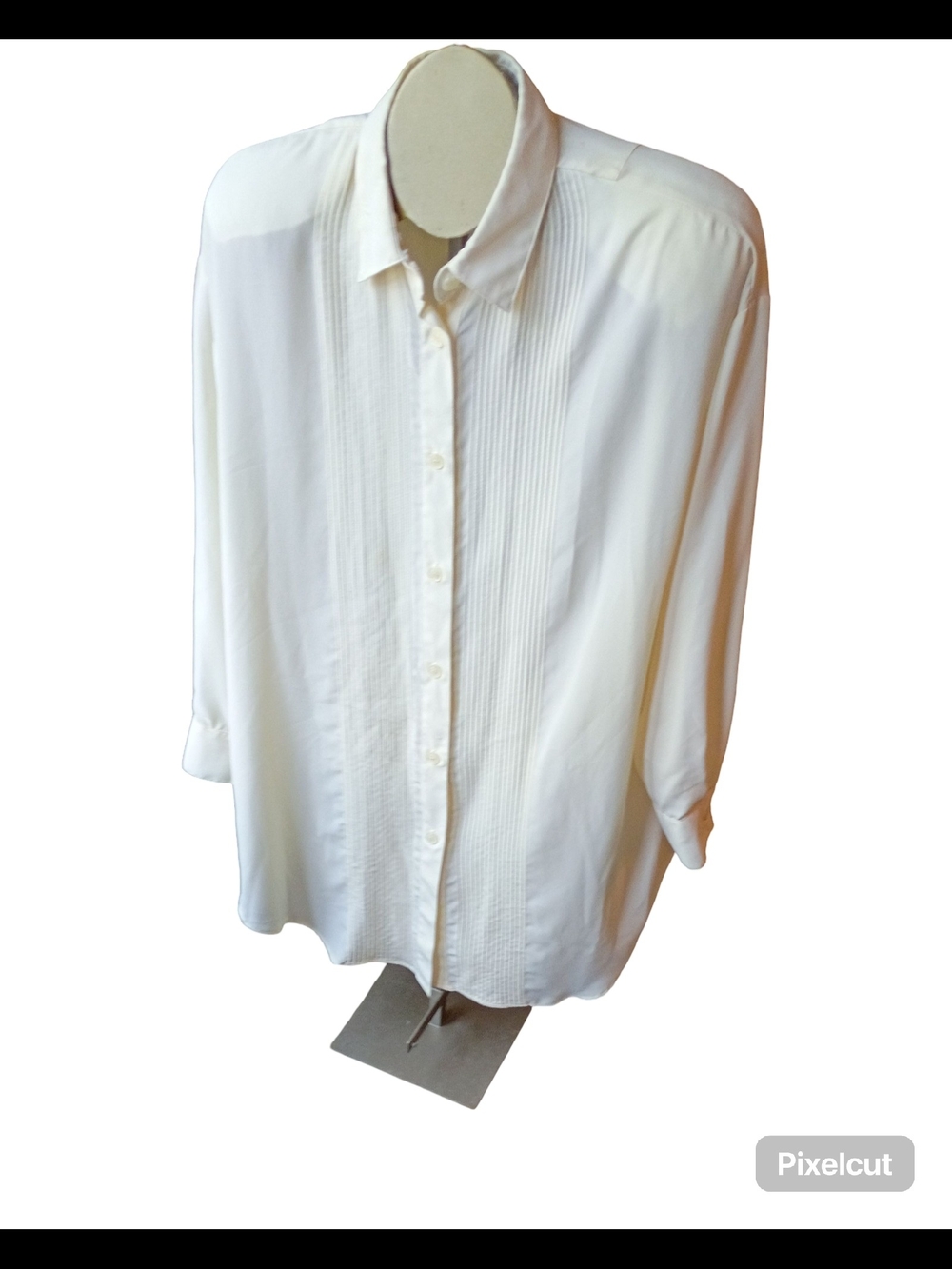 Vintage 90s Western Cream Button-Front Blouse with Pin-Tuck Front Size Large - Picture 3 of 9